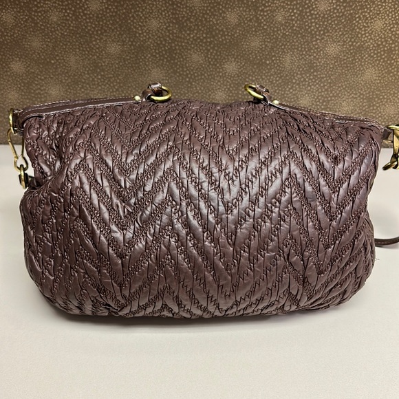 🔥🔥🔥 Coach Madison Lindsey Chevron Quilted Brown Satchel Shoulder Bag - Picture 10 of 16